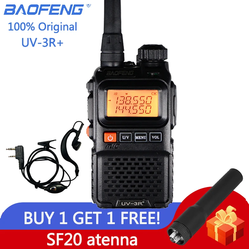 Baofeng UV 3R Plus Walkie Talkie двухдиапазонный UV3R + двухстороннее радио беспроводной CB Ham FM HF