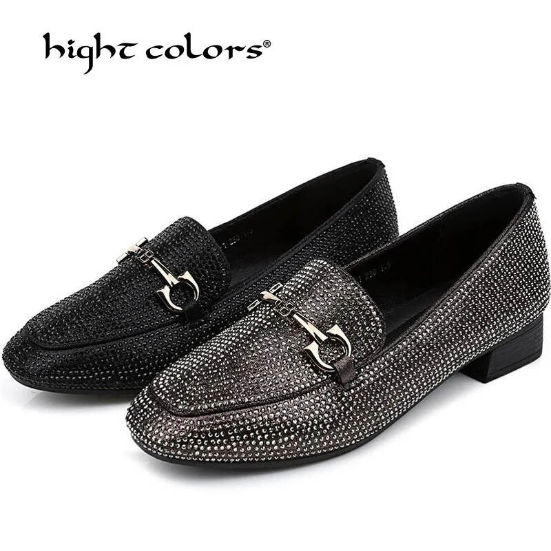 

2019 Autumn New Casual Outdoor Rhinestone Women Flat Shoes Slip On High Quality Loafers Women Fashion Buckle British Flat Shoes