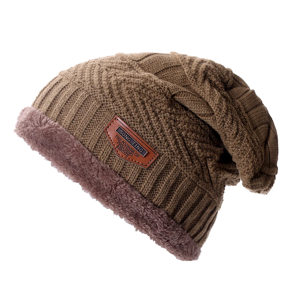 Khaki 1 шт классическая шапка мужская зимняя повседневное шапка женская теплая зимняя вязаная шапка модные однотонные мягкий шапки - Цвет: Khaki