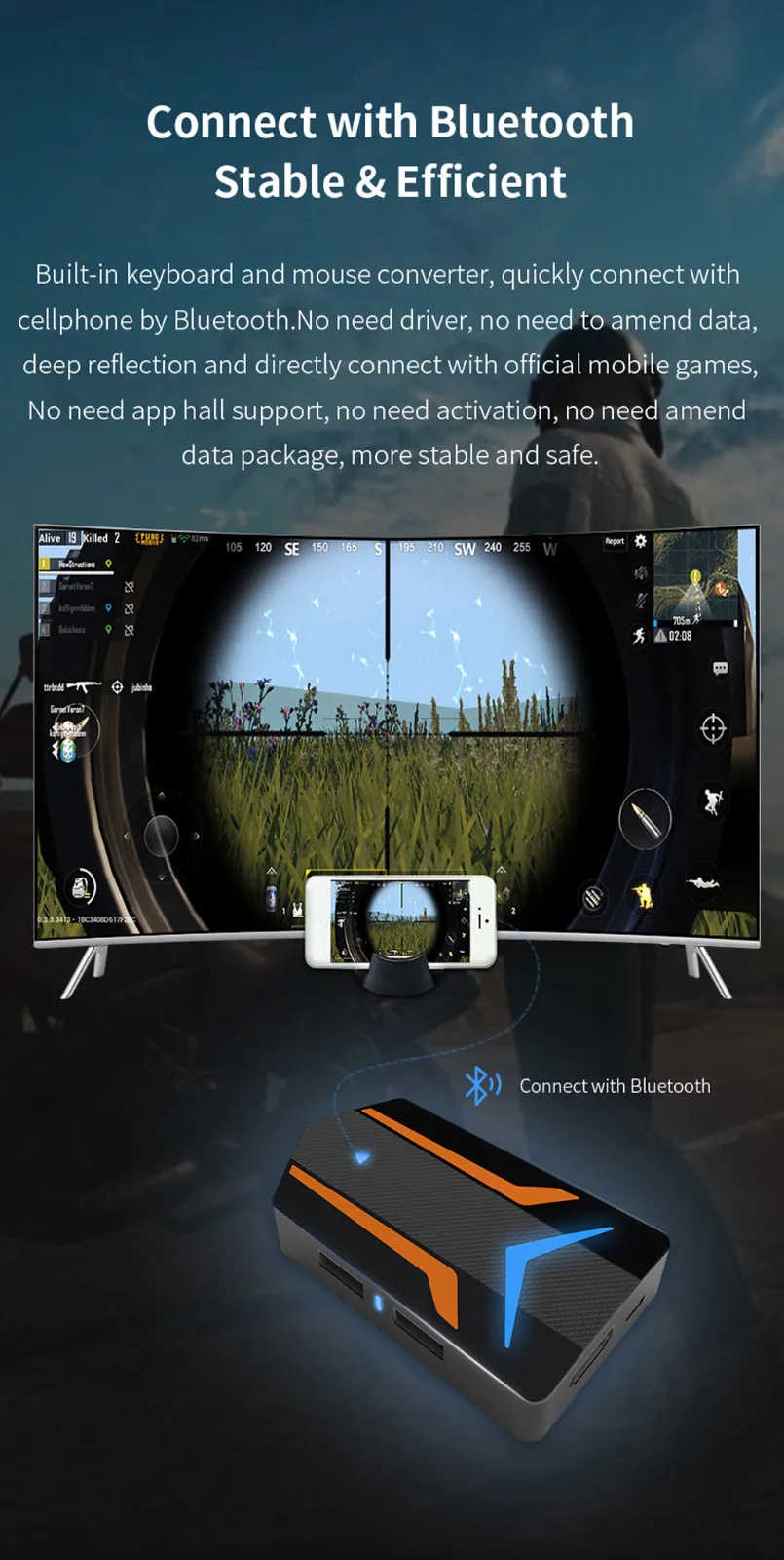 25# Onebit 4K большой экран мобильная игра расширитель для PUBG Экстремальный игровой опыт Bluetooth подключение 40AUG7