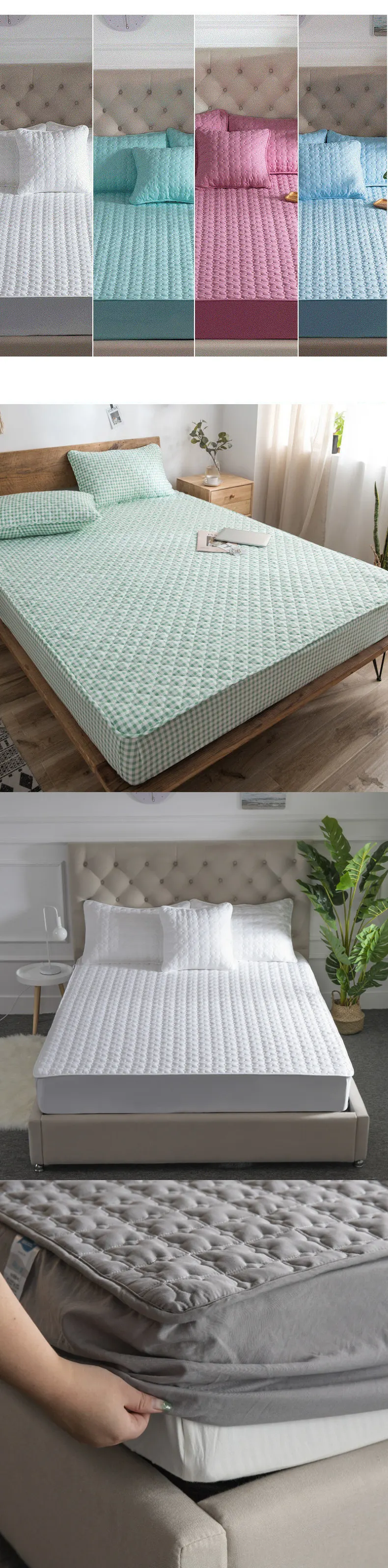 Анти-пылеулавливающий Воздухопроницаемый наматрасник для кровати с эластичное покрытие для 10-14 дюймов Высота матраса и наволочка