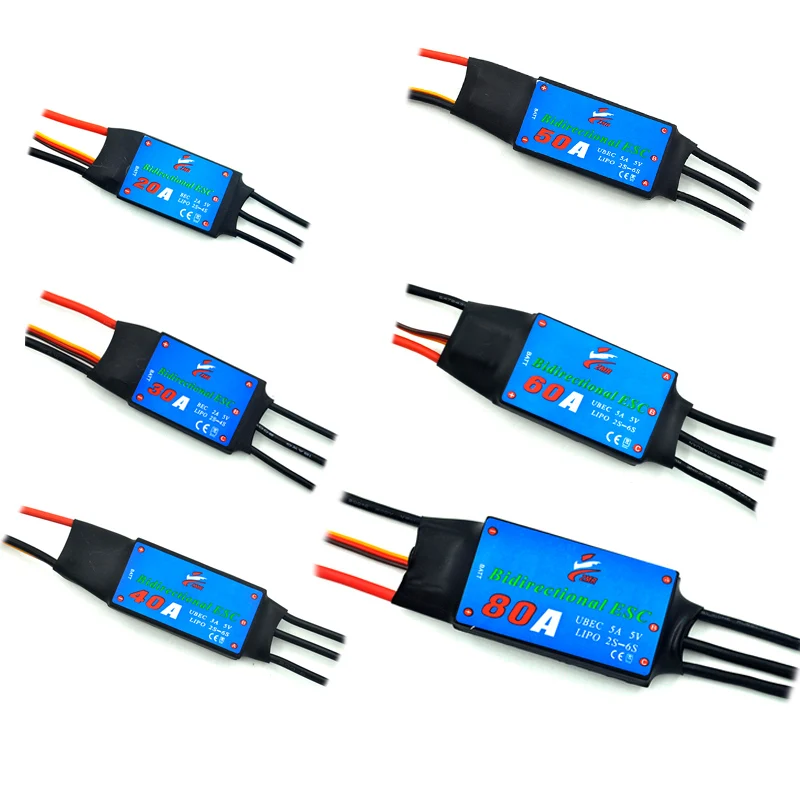 

1PCS 20A/30A/40A/50A/60A/80A Bidirectional brushless ESC for remote control ship pneumatic underwater propelle