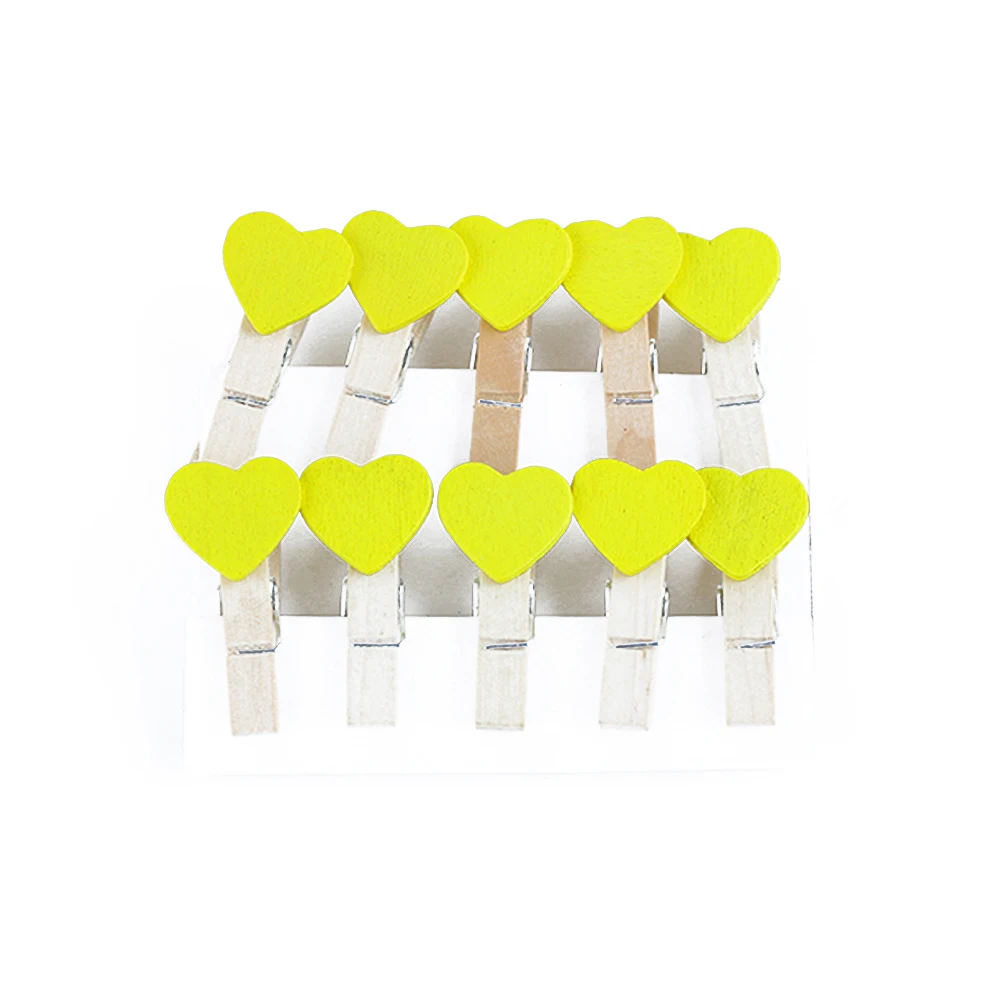 10pc lemon 10/50 шт./компл. красочные мини сердца деревянные колышки для фото зажимы Свадебная вечеринка Декор Craft Подарки - Цвет: 10pc lemon