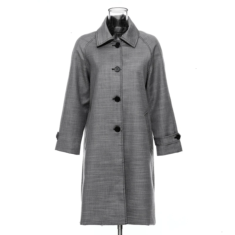 GooliShowsi Новая мода высокого класса Женский Тренч с перьями, воротник поло на одной пуговице, пальто, шикарная верхняя одежда