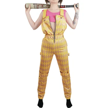 

Birds of Prey Harley Quinn Gold bib pants cosplay Costumes Christmas Adult women Comic character stage atmosphere play clothes