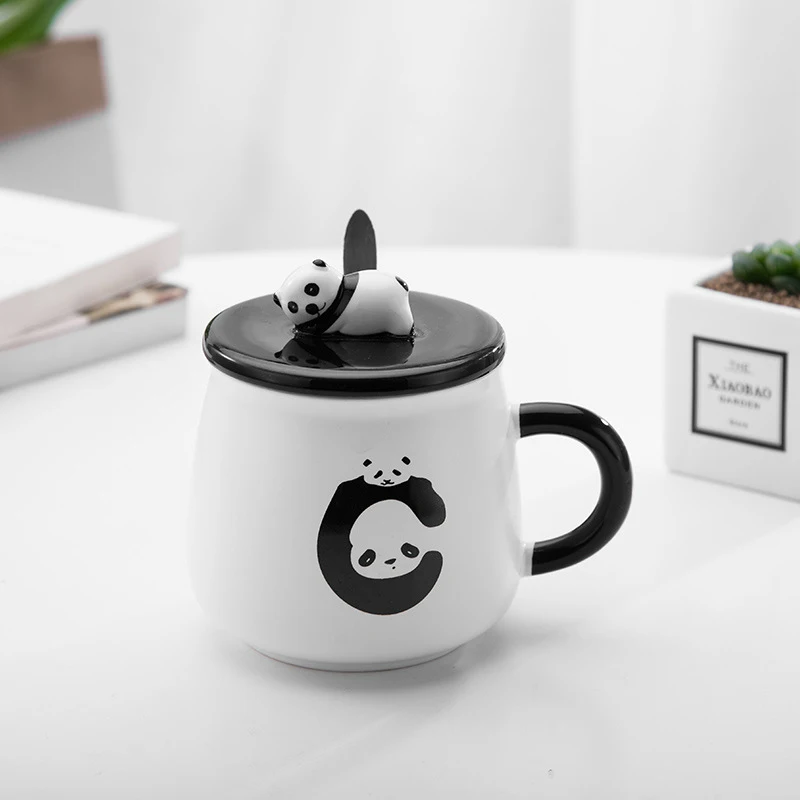 Творческий Цвет панда термостойкая кружка мультфильм с крышкой кошка Кофе фарфоровые чашки Детские чашки лучшая Рождественская кружка для друга - Цвет: D