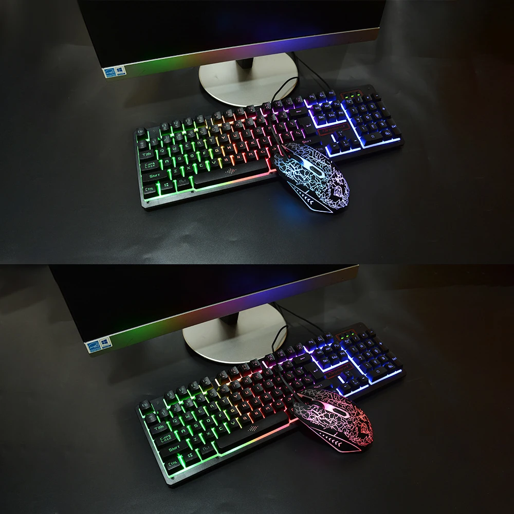 Клавиатура и мышь Combo N-Key rolover Проводная игровая мышь Бесшумная Офисная Клавиатура RGB мышь 104 клавиша Combos