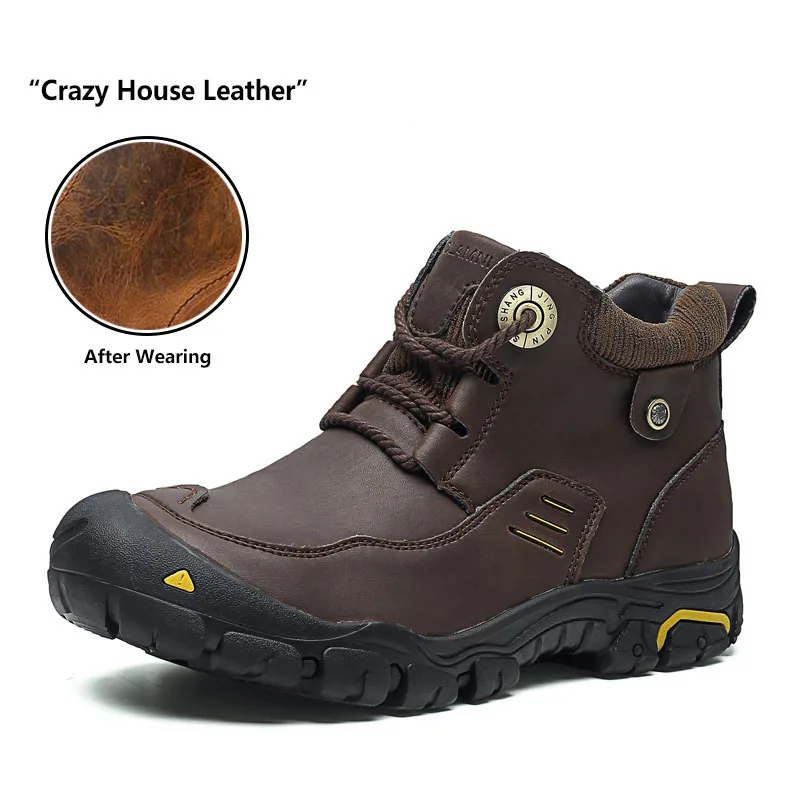

Big Size Men Hiking Shoes Waterproof Leather Hiking Boots Outdoor Non-slip Trekking Boots Anti Collision Mountain Climbing Boots