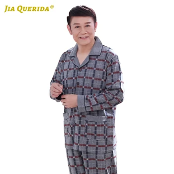 

Pj S New Men Pajamas Set Turn Down Collar Homesuit Homeclothes Fashion Style Long Sleeve Long Pants Xxxxl Father's Sleepwear