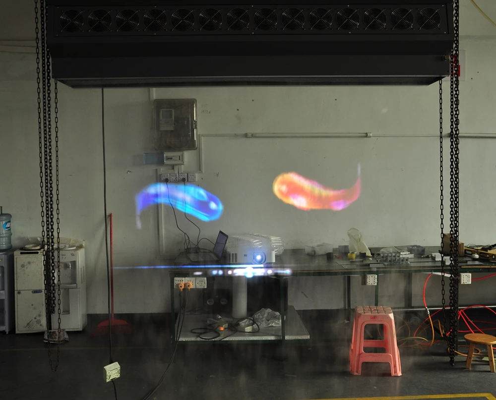Gigertop 3D подвесной противотуманный экран машина Flightcase Пакет вентилятор водяной туман занавес видео Phto Логотип Играть занавес свет