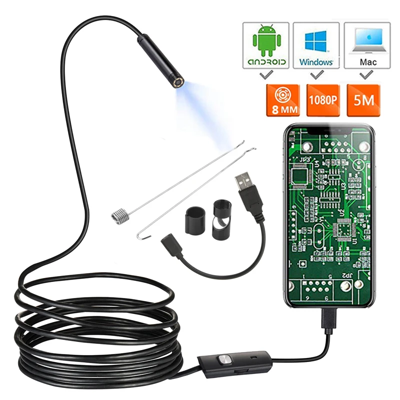 New 1080P HD Mini Android Camera Endoscope IP67 1920*1080 1m 2m 3m 5m Micro USB Inspection Video Camera Snake Borescope Tube
