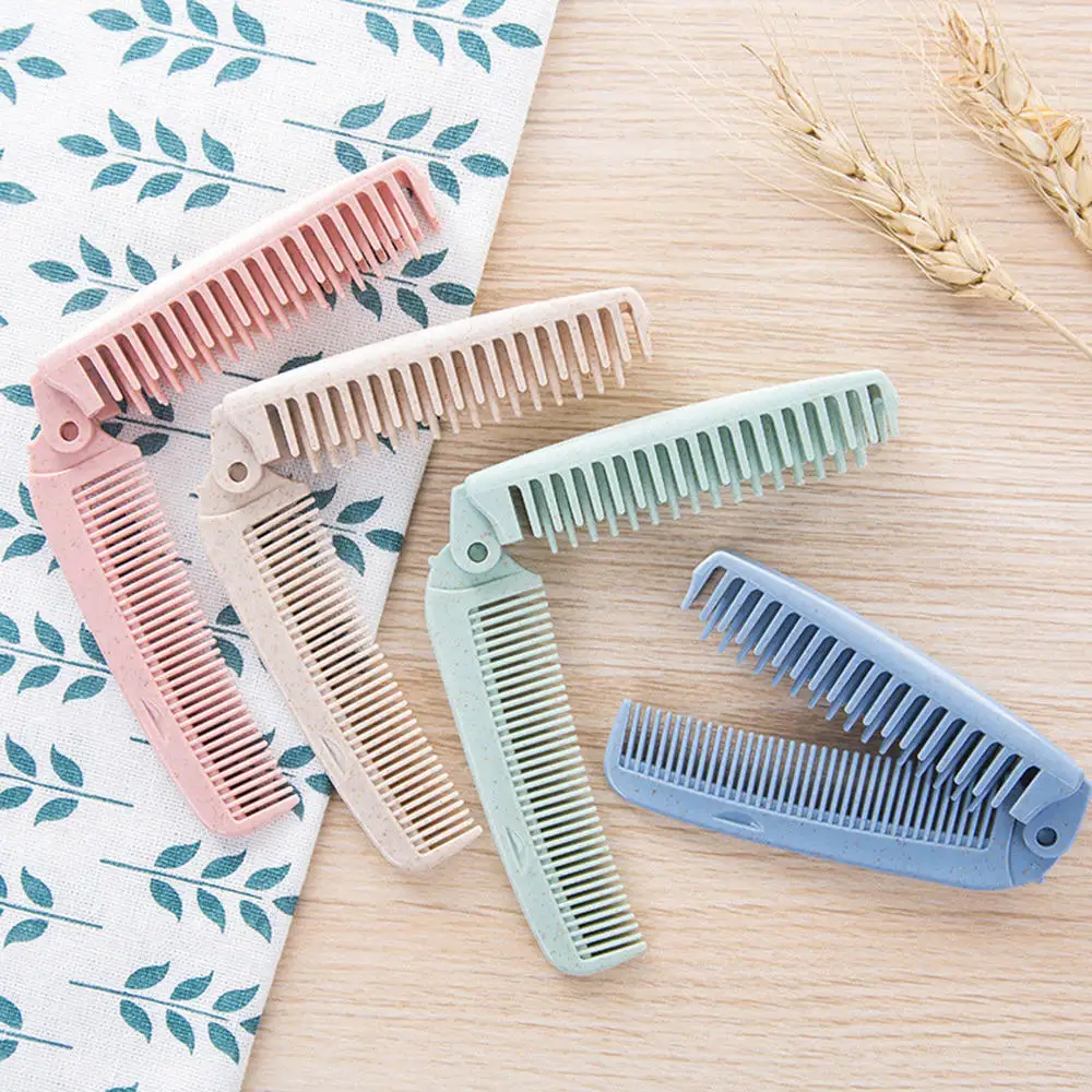 4pcs Portable Folding Hair Brush Hair Comb Anti-static Pocket Comb Travel Care Tool