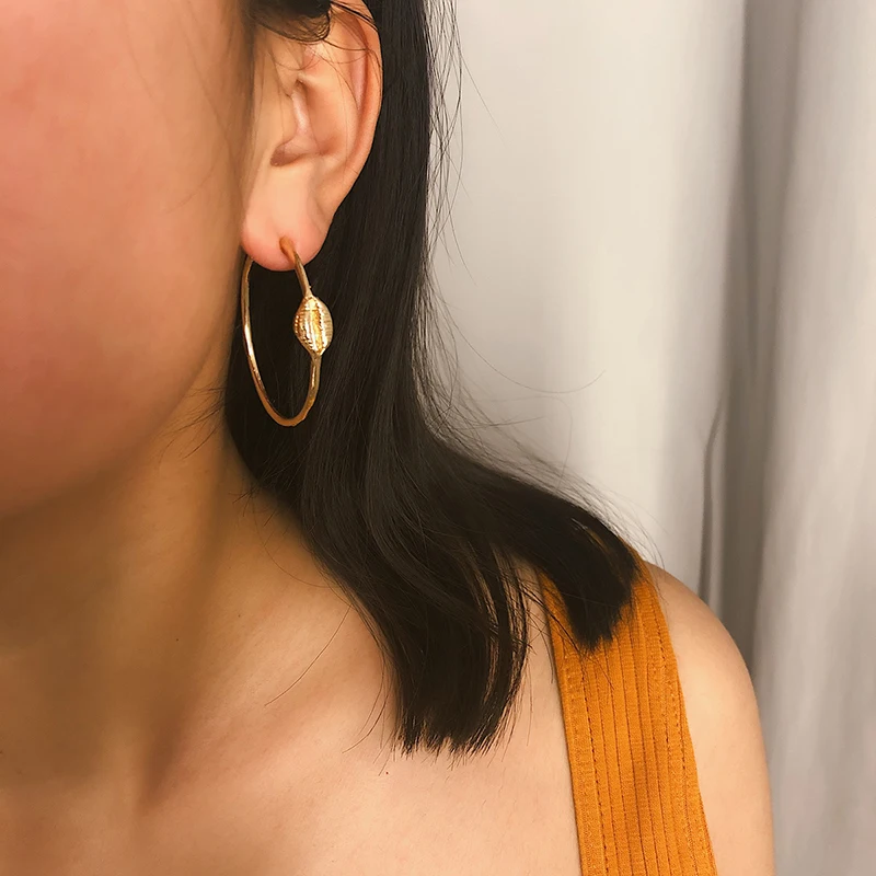 

Simple Hoop Earrings For Women Trendy Geometric Metal Earring Bohemian Pendientes Mujer Female Party Aretes Ear Accessories Gift