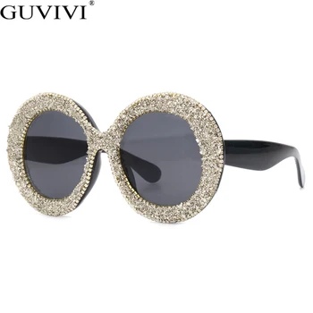 

Oversized Round Sunglasses Women 2020 Steampunk Diamond Sunglasses Oval Punk Glasses Gradient Handmade Rhinestone Sunglasses Men