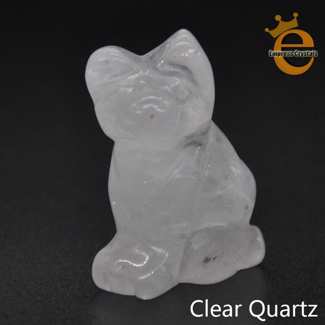 Stone Carving Cat Figurine Natural Gemstone Quartz Agate Jade Crystal Healing Animals Statue Home Decoration