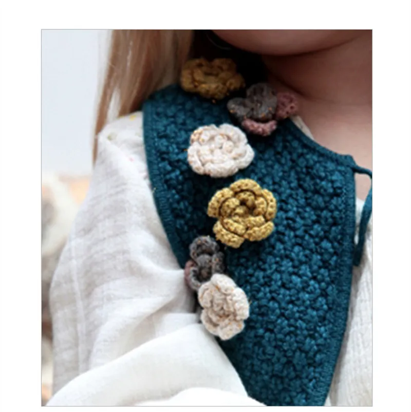 Детские Hand-made свитер жилет с цветочным узором, детский вязаный кардиган куртка; детский жилет; детская верхняя одежда, жилет куртка без рукавов Одежда для девочек