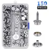 30/150 Pieces Stainless Steel Marine Grade Canvas and Upholstery Boat Cover Snap Button Fastener Kit 15mm Screws Snaps with tool 1