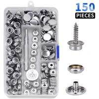 30/150 Pieces Stainless Steel Marine Grade Canvas and Upholstery Boat Cover Snap Button Fastener Kit 15mm Screws Snaps with tool 1