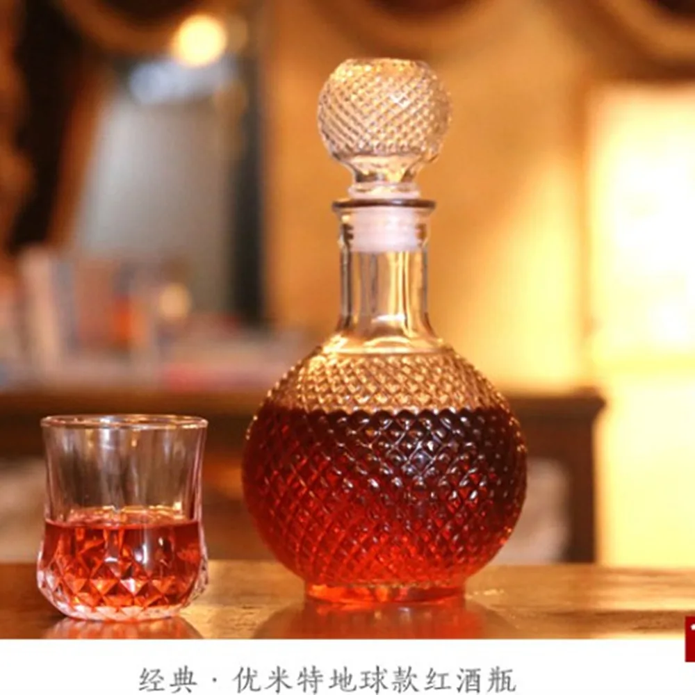 Стеклянная красная бутылка для вина Графин контейнер виски, ликер Carafe воды кувшин алкоголя стеклянный декантатор бутылка