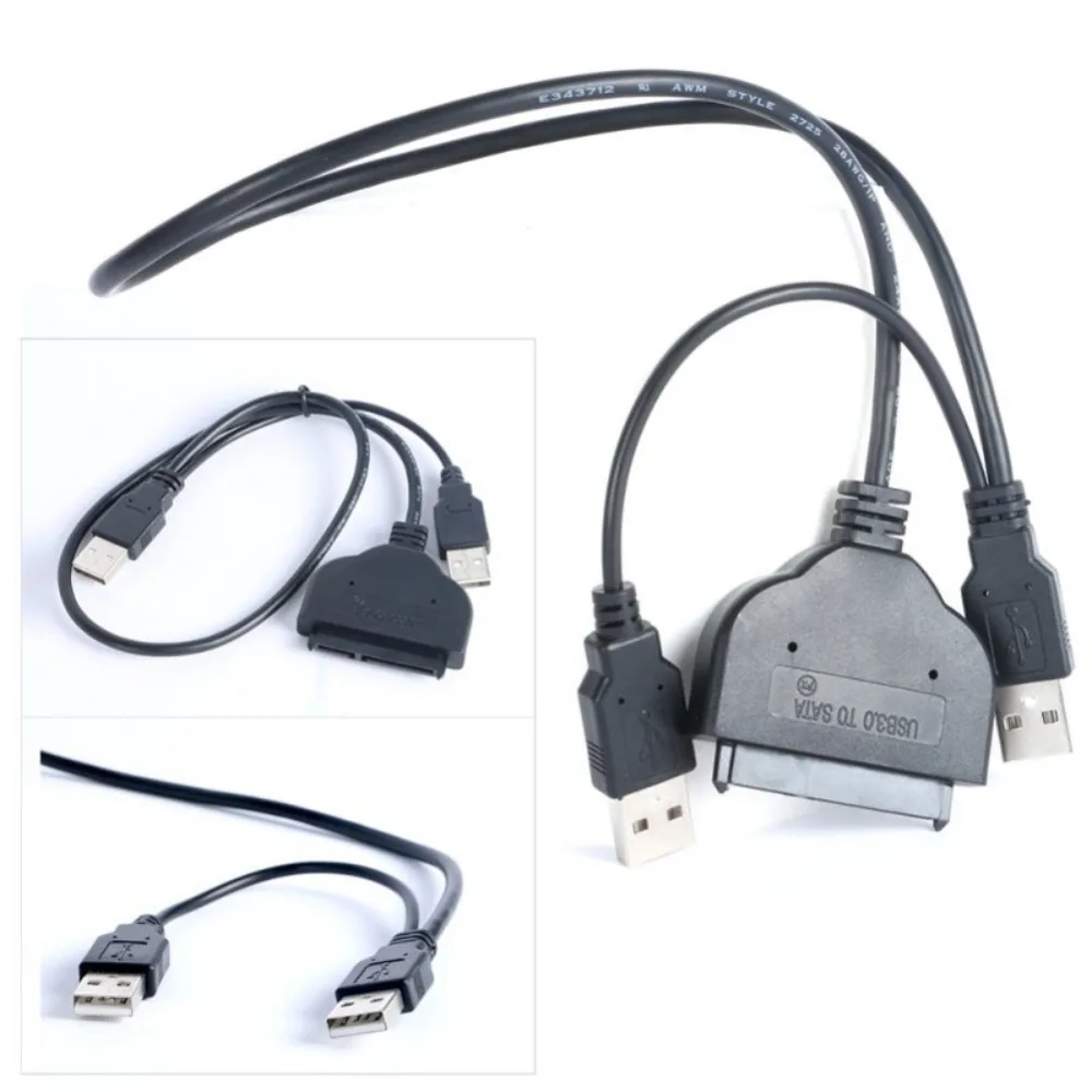 EDAL Dual USB 2,0 для SATA адаптер 22 Pin данных питания USB кабель адаптер легкий привод шнур для 2,5 дюймов HDD SSD