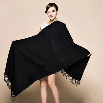 

Long Shawl Scarfs Wrap Warm Winter Châle Black 100% Soft Women's Lengthen Tippet Fashion Fine Tassels Écharpe