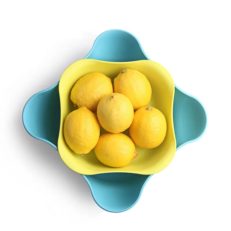 

2 Tier Plastic Drain Fruit Basket Vegetable Drying Storage Box Container Washing Bowl Holder Kitchen Accessories Organizer