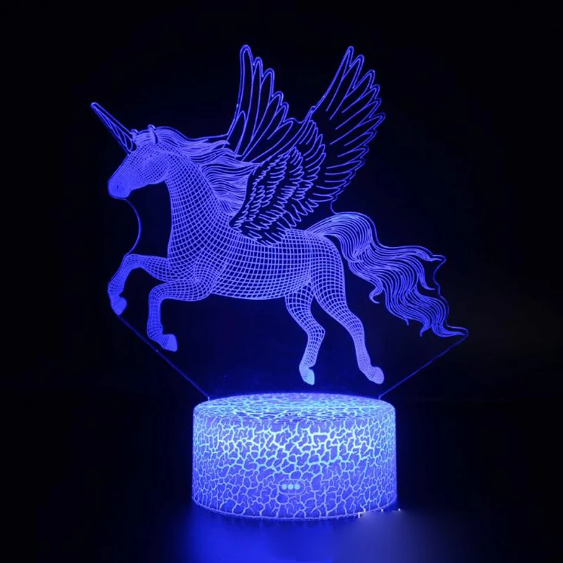 3D Единорог ночной Светильник для девочек Led иллюзия Лампа/Единорог) детский