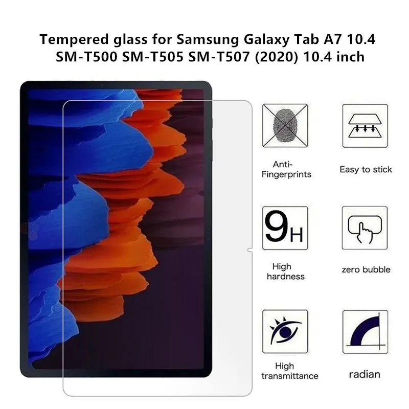 Protector de pantalla de vidrio templado para tableta Samsung Galaxy Tab A7, 10,4 pulgadas, T500, T505, 2020, para SM-T500, SM-T505, SM-T507