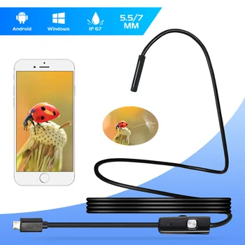 

Fuers 2M 1M 5.5mm 7mm Endoscope Camera Waterproof Inspection Borescope Camera Soft Wire USB Endoscope for Android Phone OTG PC