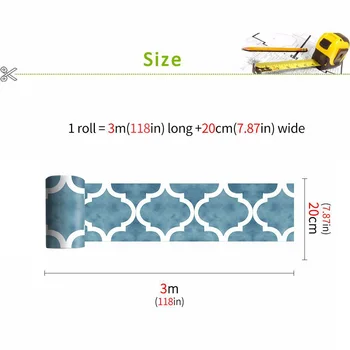 

20x300cm Waterproof Tile Art Floor Wall PVC Vinyl Sticker Kitchen Bathroom Decor