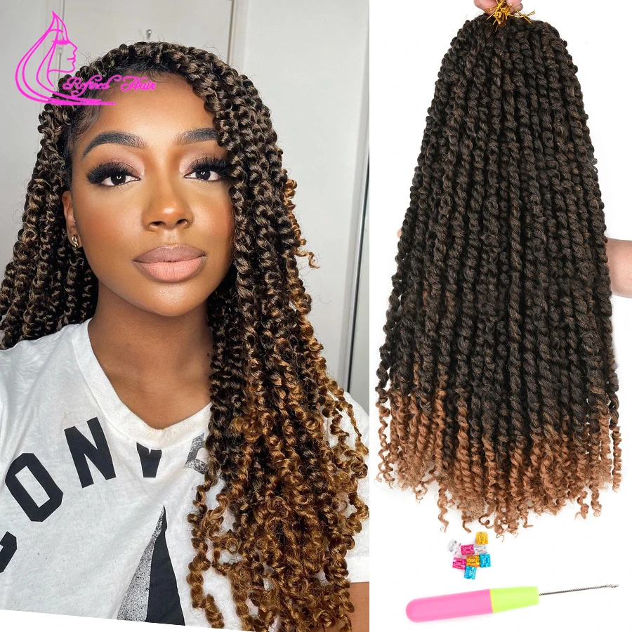 

Passion Twist Crochet Hair Pre-Looped Passion Twists Synthetic Braids Ombre Pre-Twisted Braiding Hair Extensions Black Brown