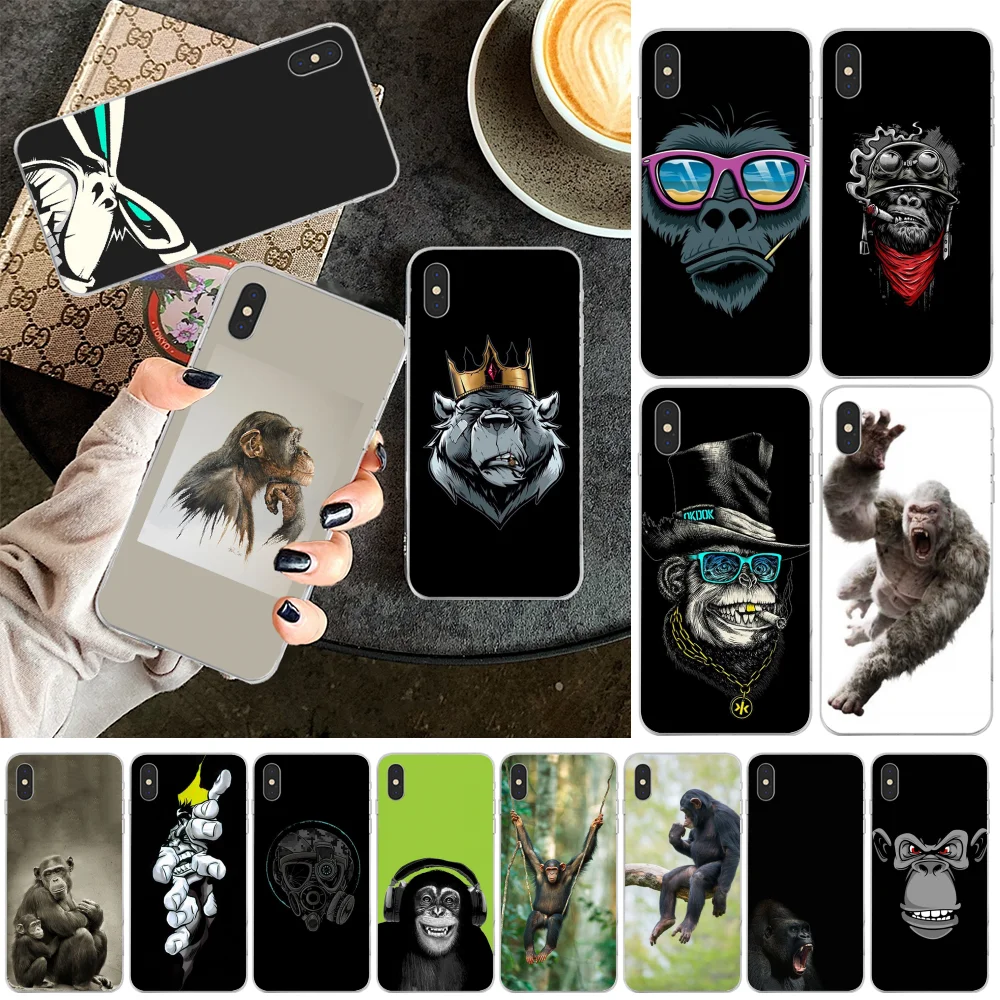Reayou Monkey Gorilla Ape Baby Drawing TPU Soft Rubber Phone Cover for iPhone 11 pro XS MAX 8 7 6 6S Plus X 5 5S SE XR cover | Мобильные