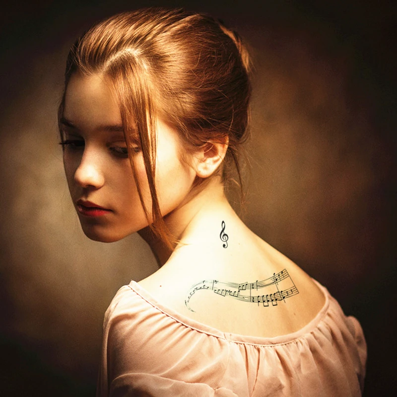 Водостойкая временная татуировка наклейка музыкальная нота перо Тотем для девушки женщины тату наклейка s флэш-тату поддельные татуировки 7