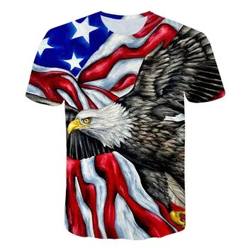 

2020 New Summer Fashion kid's Independence Day American Flag Eagle Motorcycle Pattern Shirt Casual T-shirt boys/girls tops