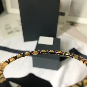 

925 Silver colorful Cross-grain Tribal bracelet Lady European and American Golden Yellow ethnic style Design Jewelry браслет
