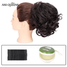 Aisi Queens синтетические волосы булочка короткие кудрявые шиньон для афроамериканских женщин обертывание шнурок слоеные шиньон волосы для наращивания