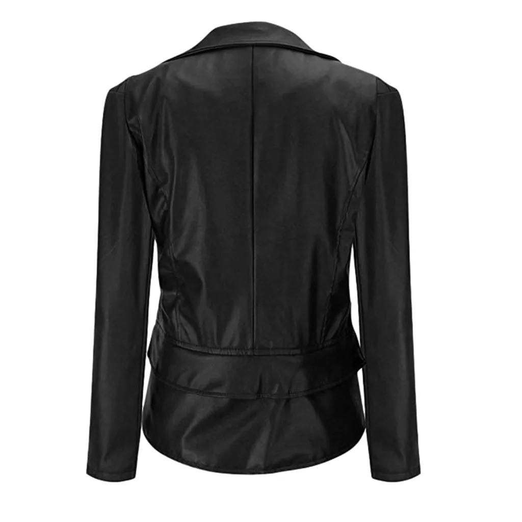 Womail/ кожаные куртки женские крутые узкие Мотоциклетные Куртки с отворотом женские осенние пальто на молнии Базовая верхняя одежда укороченные топы в стиле панк