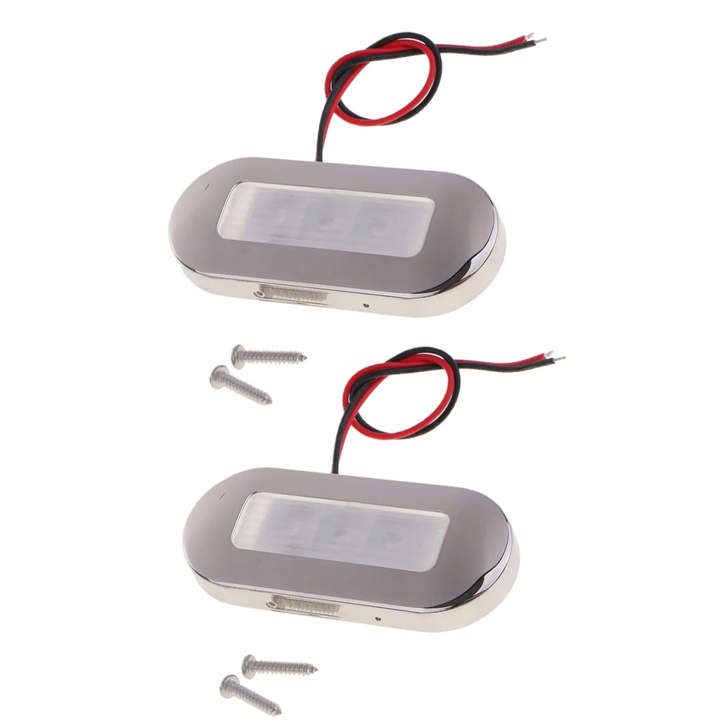 

2 Pieces Marine/Boat LED Oblong Oval Surface Mount Courtesy Light - Blue