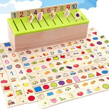 

Montessori Knowledge Classification Box Kids Wooden Toys Baby Early Learning Educational Toy Matching Category Boxes