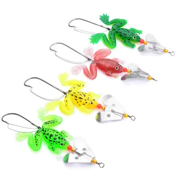 

4pcs Fishing Lure False Frogs Shape Eco-friendly Lifelike Artificial Soft Bait CrankBait With Single High Carbon Steel Hook For