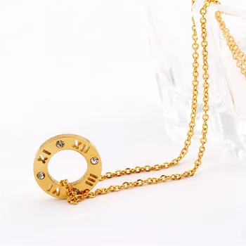 

2020 High Quality Fashion Jewelry Crystal from Swarovskis Titanium steel Roman numerals inlaid zircon necklace Fit Women