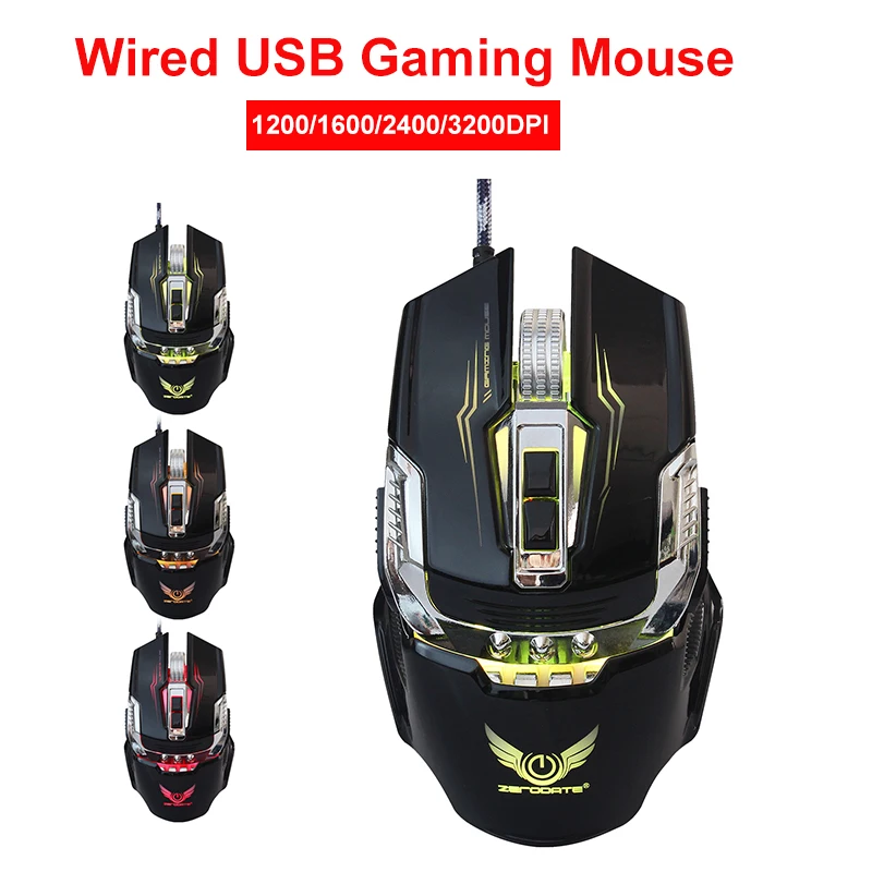 3200 dpi 7 кнопок бесшумная мышь USB Проводная компьютерная игровая геймер с