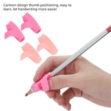 Children Silicone Wear-resistant No Odor Handwriting Grips Gel Pen Pencil Holder Hand Writing Correction Grip Reduce myopia Pink