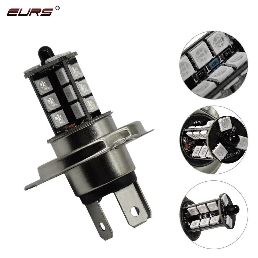 EURS 2 шт. 5050 27SMD H4 H7 H11 9005 rgb пульт дистанционного Управление туман светильник лампы