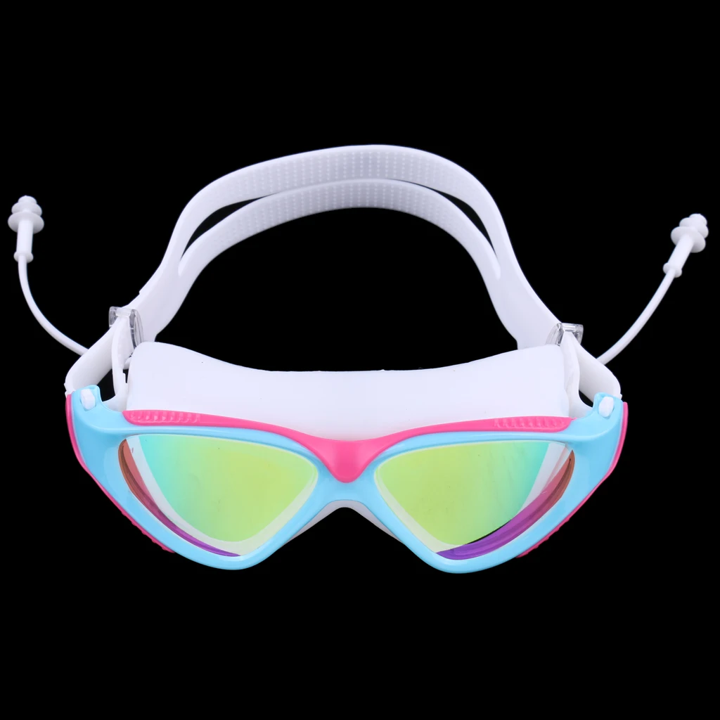 Men Women UV Protection Silicone Strap  Anti Fog Swimming Goggles Glasses with Storage Case & Ear Plugs 