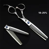 6.0 inch Double-Sided Teeth Thinning Scissors Professional Hairdressing Shears Dog Pet Grooming Scissors Animals Haircut Tools