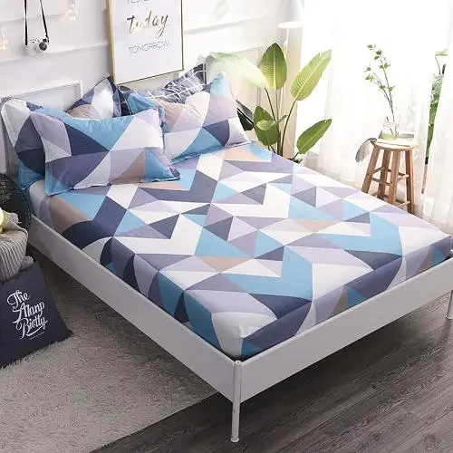 53 New Product 1pcs Cotton Printing bed mattress set with four corners and elastic band sheets - Цвет: boerlanka