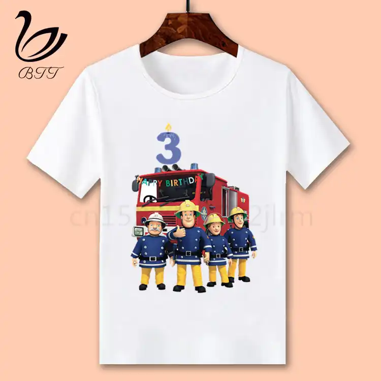 T Shirt Joyeux Anniversaire Dessin Anime Pompier Sam Vetements Pour Enfants T Shirt Cadeau D Anniversaire Pour Enfants Garcons T Shirts Pour Bebes Aliexpress