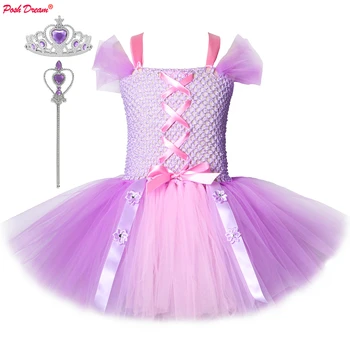 

POSH DREAM Kids Girls Princess Sofia Dress Rapunzel Dresses Ball Gown Long Party Dress Children Clothing Kids Halloween Cosplay