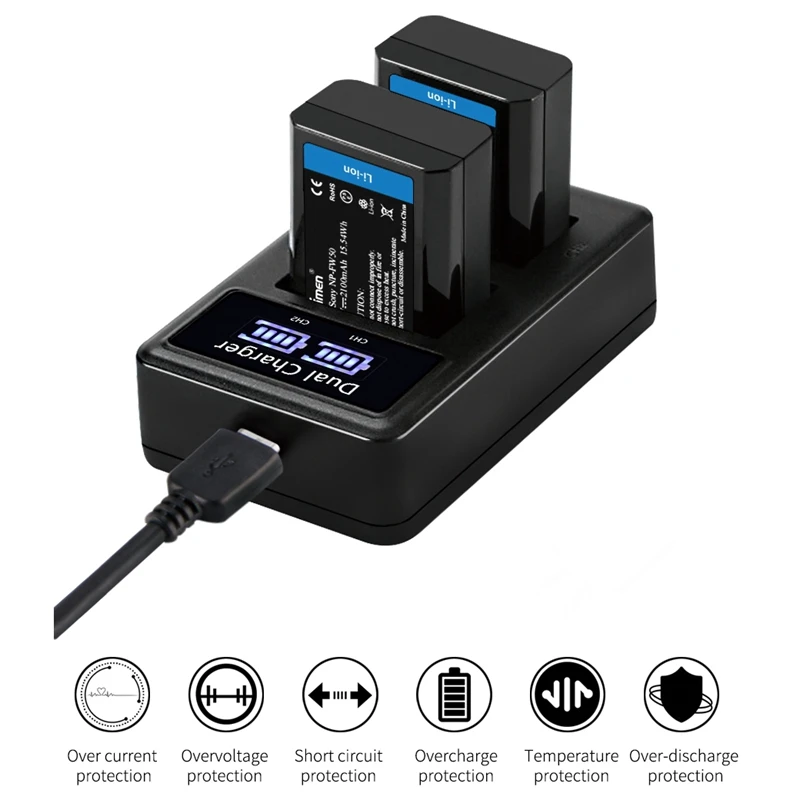 Mamen 4 шт. 2100 мАч NP FW50 NP-FW50 NPFW50 батарея для цифровой камеры+ ЖК двойное зарядное устройство для sony NEX-3 A7R A6500 A6300 A6000 A5000 A